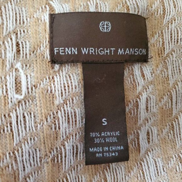Fenn Wright Manson Open Cardigan Sweater S Houndstooth Wool Blend Tan Camel - Picture 4 of 5
